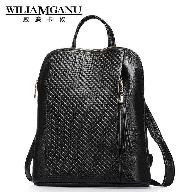 WILIAMGANU 2017 New Genuine Leather font b Women b font font b Backpack b font College