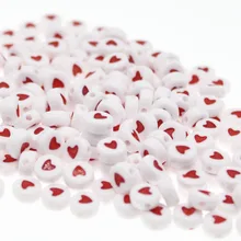 CHONGAI 100 sztuk biżuteria Love Heart akrylowe płaskie okrągłe koraliki dla majsterkowiczów i tworzenia biżuterii tanie tanio NONE Okrągły kształt Moda A017