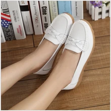 Лидер продаж; Новинка; женская обувь из натуральной кожи; женские повседневные Лоферы без застежки на плоской подошве; Рабочая обувь для медсестры; Размеры 35-41