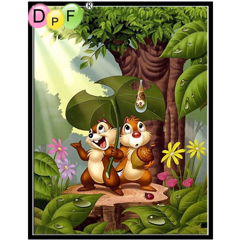 

DPF Diamond Embroidery Chipmunks Cartoon Diamond Mosaic Painting Beadwork Diamond Pattern For Embroidery Picture Of Rhinestones