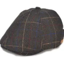 Зимний клетчатый берет для маленьких мальчиков, шапка для детей с плоским плющом, детская Весенняя От 1 до 3 лет