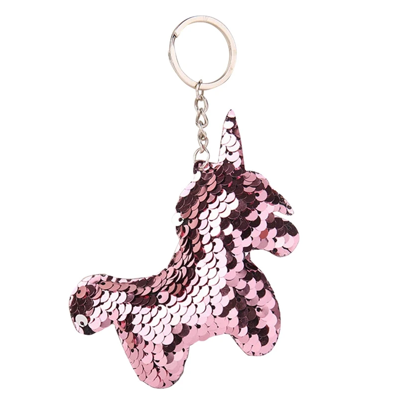 

Cute Horse BearKeychain Glitter Pompom Sequins Key Ring Gifts For Women Llaveros Mujer Charms Car Bag Accessories Key Chain