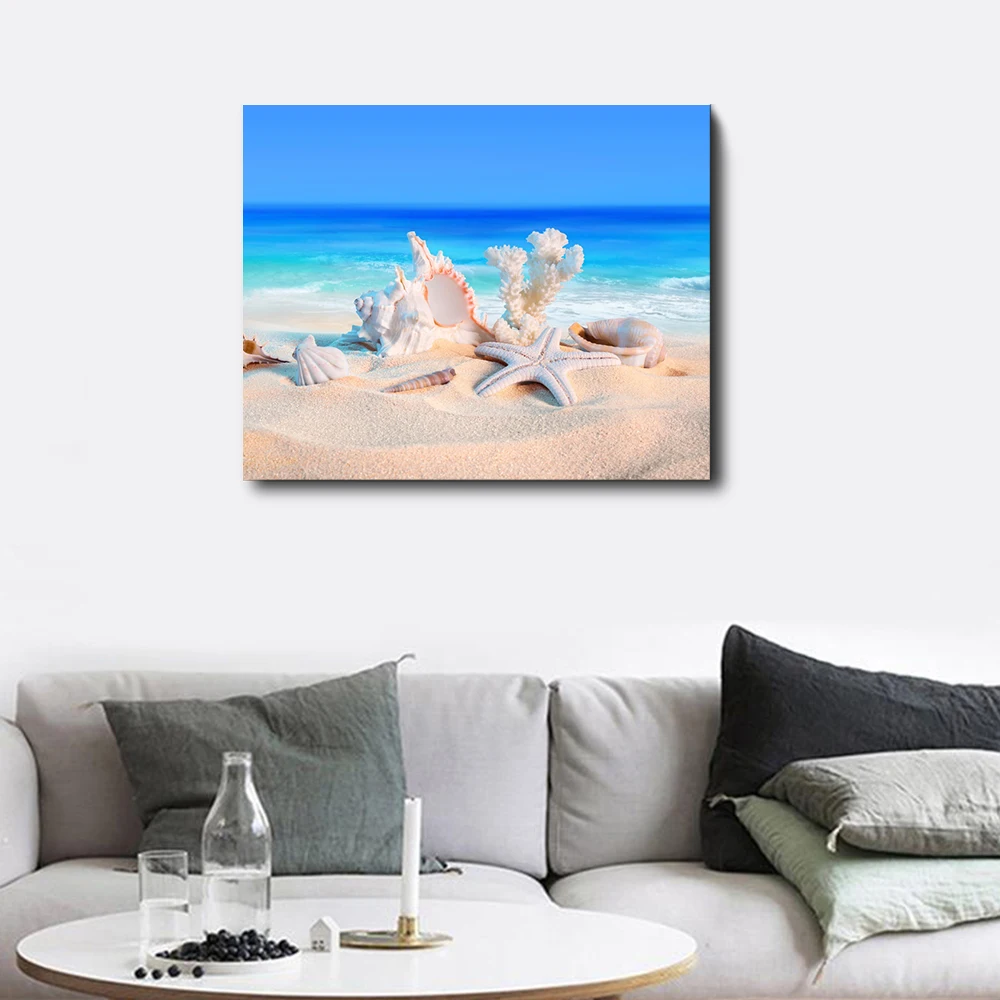 

Wall Art Modern Print Canvas Paintings Sea Beach Shell Starfish Poster Wall Pictures For Living Room Scandinavian Home Decor