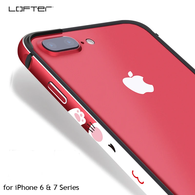 

Cute Cat Cartoon Aluminum Bumper for iPhone 6 6s 7 6 Plus 6s 7 Plus Alloy Metal Frame Soft Side Protector Slim Cases Back Cover