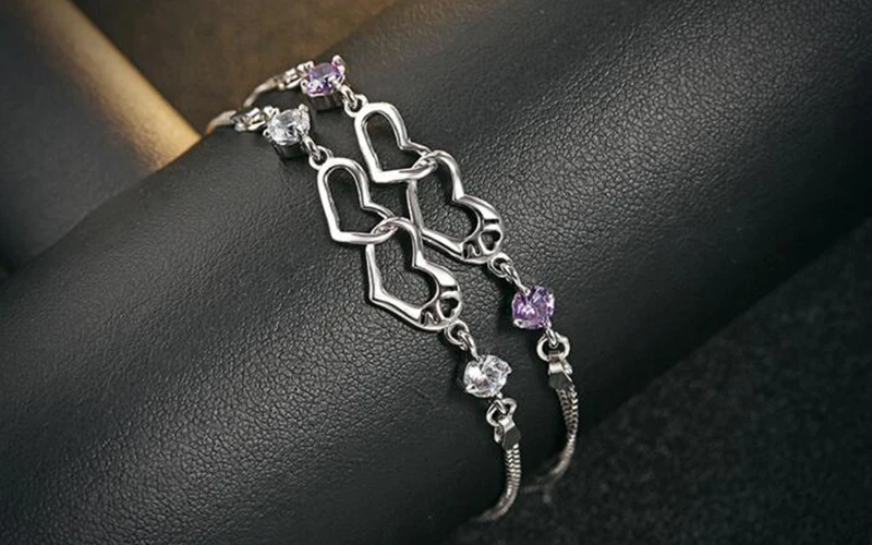 SL08 GEM Stone  DIAMOND SILVER BRACELET FOR WOMEN (111)