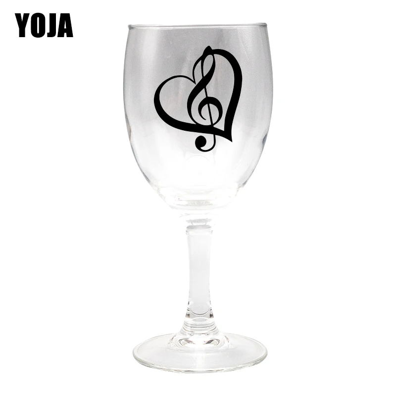 

YOJA 4.9X5.9CM 6pcs MUSIC SYMBOL HEART Wine Glass Sticker Creative Wall Decals Home Decor G1-0274