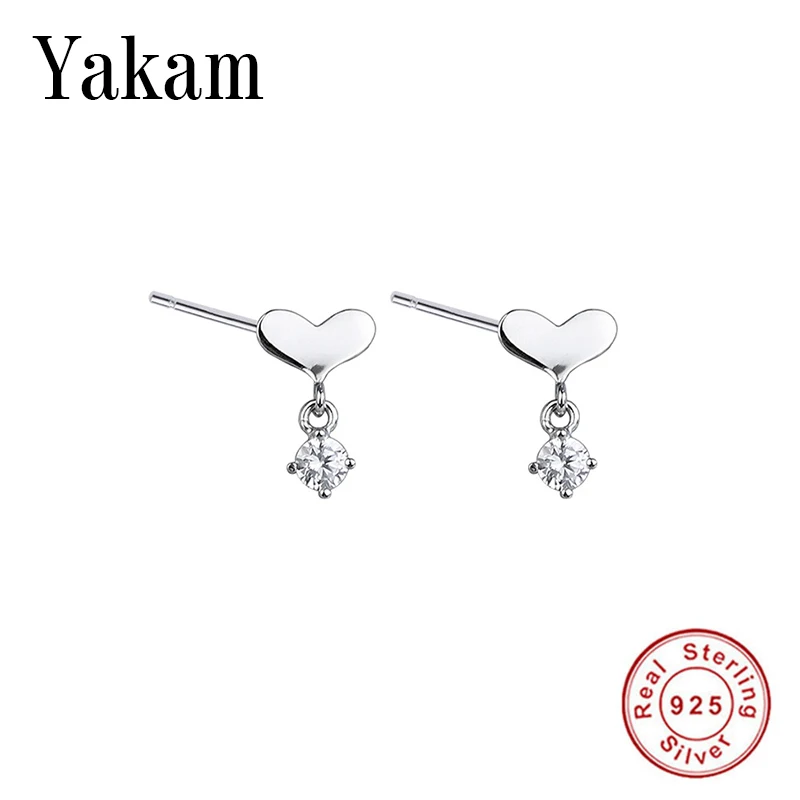 

Love crystal CZ 925 sterling silver earrings for women girlfriend femal fashion jewelry gift heart to heart earring berloque DIY