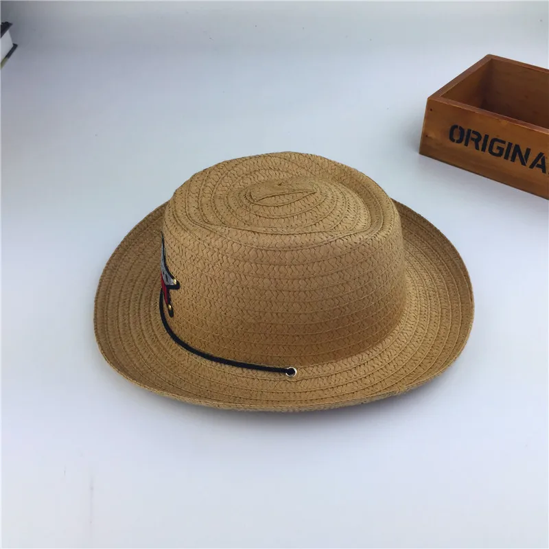Уличная детская джазовая ковбойская шляпа летняя соломенная шляпа для мальчиков и девочек пятиконечная звезда патч солнце шляпа милый детский пляжный козырек