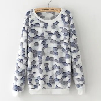 

Spring Women Sweatshirt Printing Animal Stars Cartoon Fleece Polka Dot Velvet Pullovers Hoodies Long Sleeve Knitted Tops MZ2083