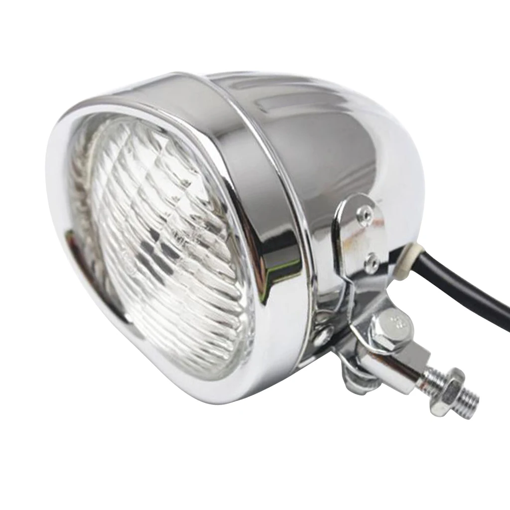 Motorcycle Headlight for   Bobber Chopper Softail   Chrome Clear Aluminum Classic Bottom Mount Bates Style