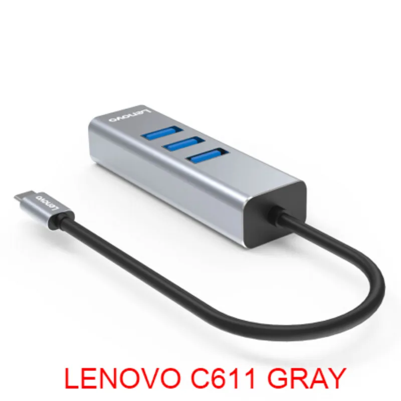 Lenovo 3 Ethernet RJ45 USB 3,0 концентратор тип-c до 3 порта usb Gigabit LAN адаптер для ноутбука попрощаться с нестабильным wifi - Цвет: LENOVO C611 GRAY