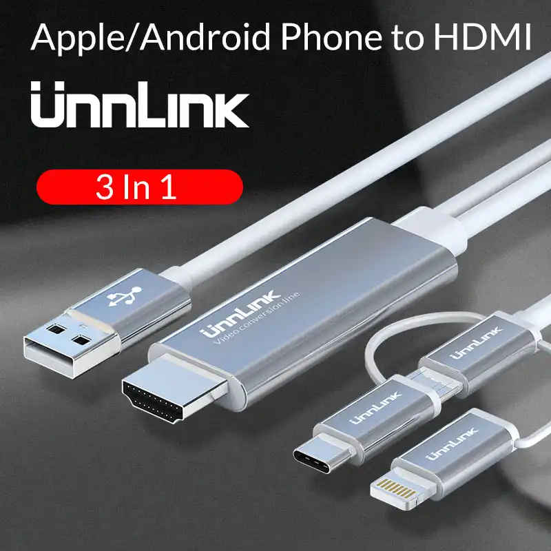 3 in 1 HDMI USB Cable for iPhone Lightning Android Micro USB Type C to HDMI HDTV Digital AV