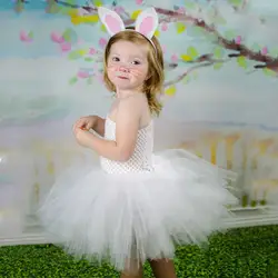 Для девочек милый зайчик платье-пачка белый кролик принцесса платье Дети весна девушка Пасха вечернее платье на Хэллоуин Банни Косплэй