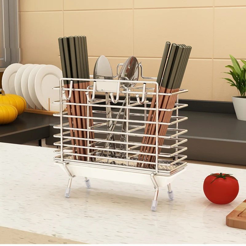 304 stainless steel drain chopsticks tube hanging multi-function spoon fork cage punch-free knife rack household shelves 304 stainless steel drain chopsticks tube hanging multi-function spoon fork cage punch-free knife rack household shelves