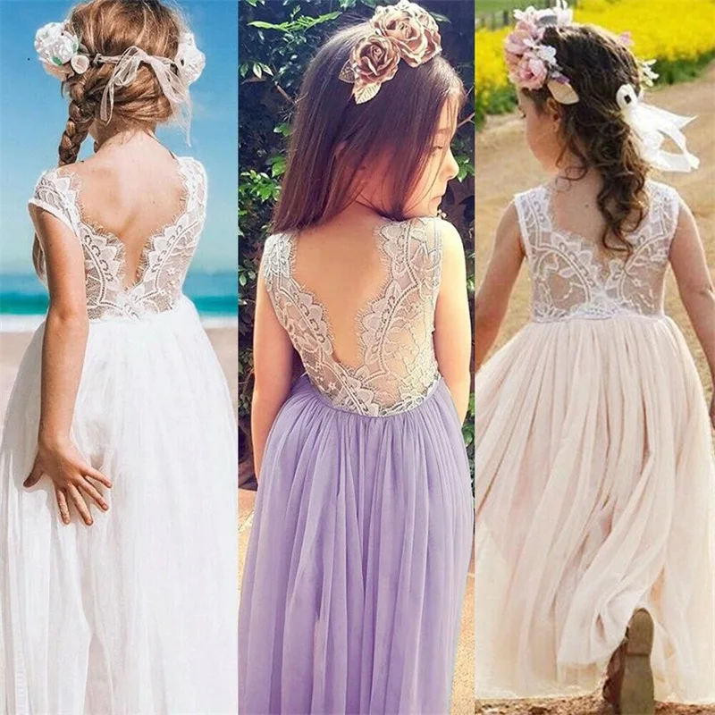 

Brand Summer Dresses For Girls Backless Fluffy Dress Elegant Princess Party Dress Girl Birthday Costume Children 3 5 6 8 Years