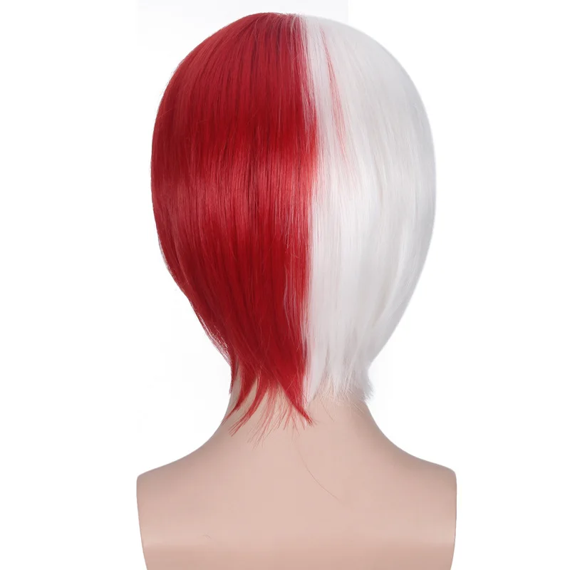 Аниме My Hero Academy Cosplay Todoroki Shoto парик белый красный цвет сшивание термостойкие
