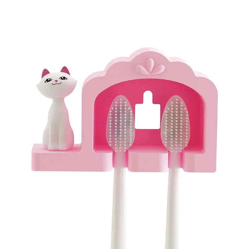 1pc Cute Cat Toothbrush Holder Self adhesive Dust Wall Hanging Tooth Storage Box Child Couple