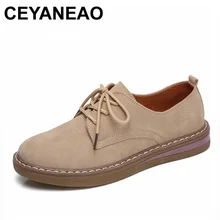 CEYANEAO/Женская обувь из натуральной кожи; оксфорды для мамы и девочки; модная повседневная обувь на шнуровке; женские кроссовки; мокасины на плоской подошве