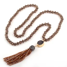 Crystal multi-colored Beaded Tassel Necklaces