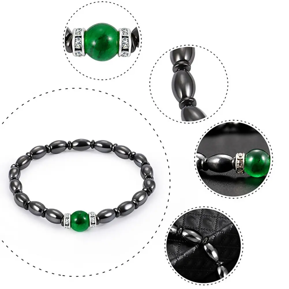 

Health Care Stone Magnetic Bracelet Beads Hematite Magnet Hematite Beads Bracelet Men's Jewelry