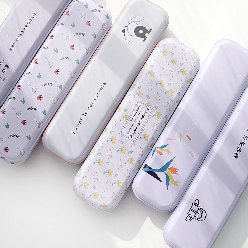 

Korean Version OfThe Simple Style Boys And Girls General Iron Atationery Box Atorage Box Creative Small Fresh Pen Box School Set