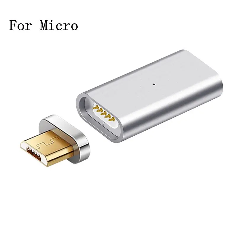 Магнитный адаптер Micro USB Магнитный зарядное устройство конвертер для магнитной зарядки дата кабель для Iphone samsung мобильный телефон адаптер - Тип штекера: silver micro