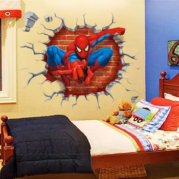 

3d Spider Man Wall Decals Boys Room Decorative Stickers Super Heros Print Art