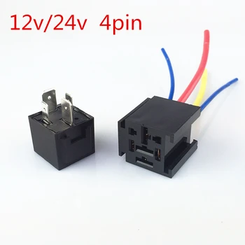 

High Quality Automobile relay + Relay Sockets with 11AWG wire 4pin 5 pin JD1914 DC 12V/24V 80A Automotive Lighting Controller