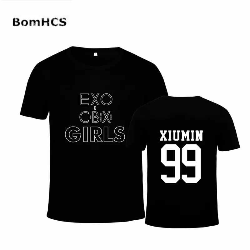 BomHCS Kpop EXO CBX Альбом Футболка для девочек унисекс летняя хлопковая футболка с