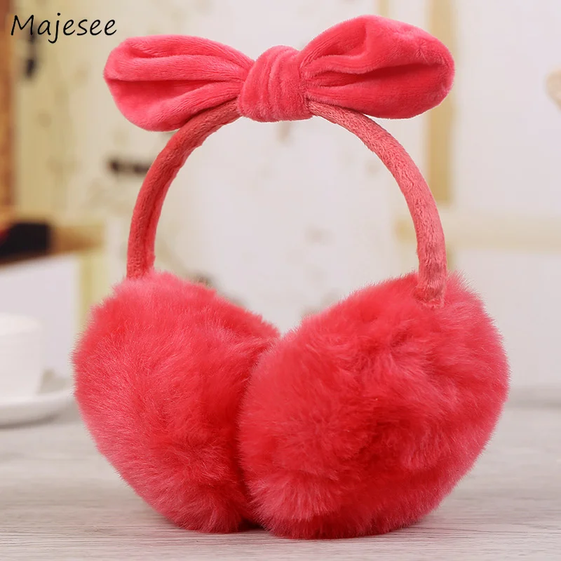 Earmuffs Women Winter Warm Solid Candy Color Sweet Bow Plush Womens