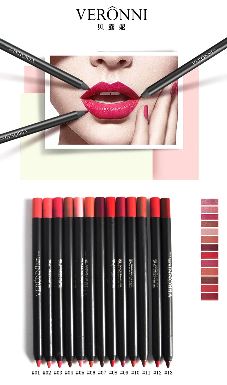 POZILAN губы Maquiagem 13 Цветов тенденция Matte Lip Liner Набор Карандаш для макияжа Водонепроницаемый Красочные косметический губ ручка легко носить