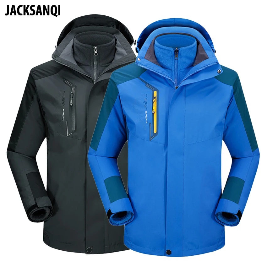 

JACKSANQI Men's Winter 2 Pieces Fleece Softshell Jackets Outdoor Trekking Hiking Camping Ski Sport Windproof Thermal Coats RA143