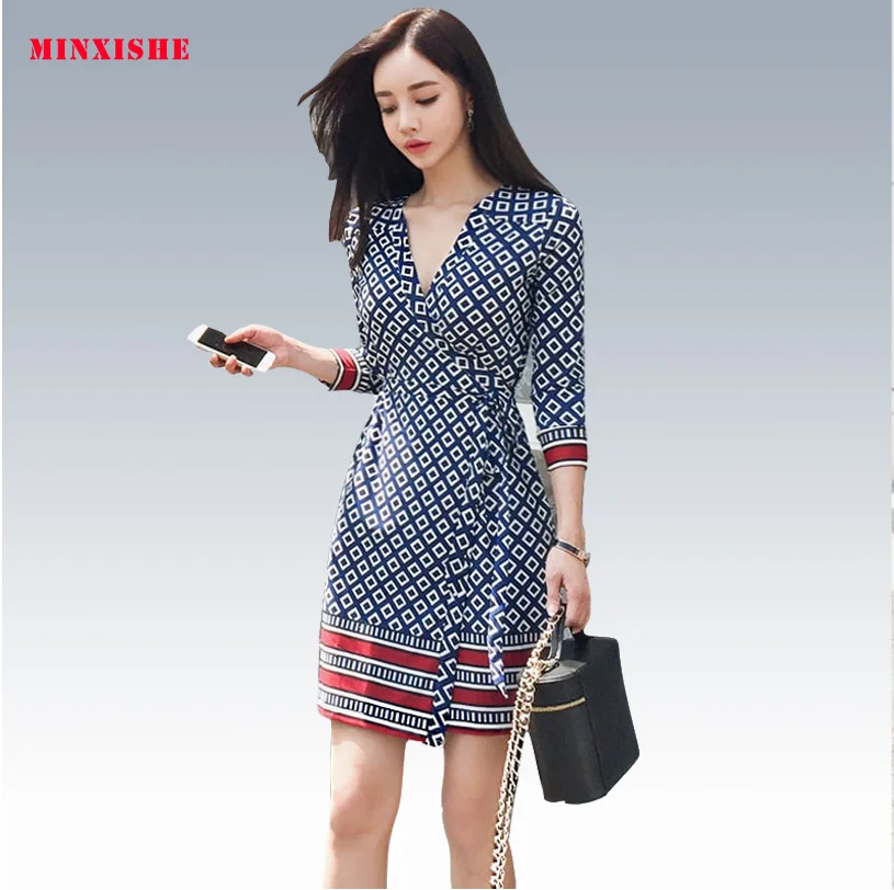 

2019 Belt V-neck Women Dress Summer Vintage Robe Long Korean Sexy Fashion New Bandage Hot Party Belt V-neck Women Dress Summer