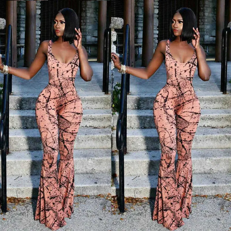 

Ladies Women Summer Jumpsuit Sleeveless Clubwear Wide Leg Pant Summer Outfits