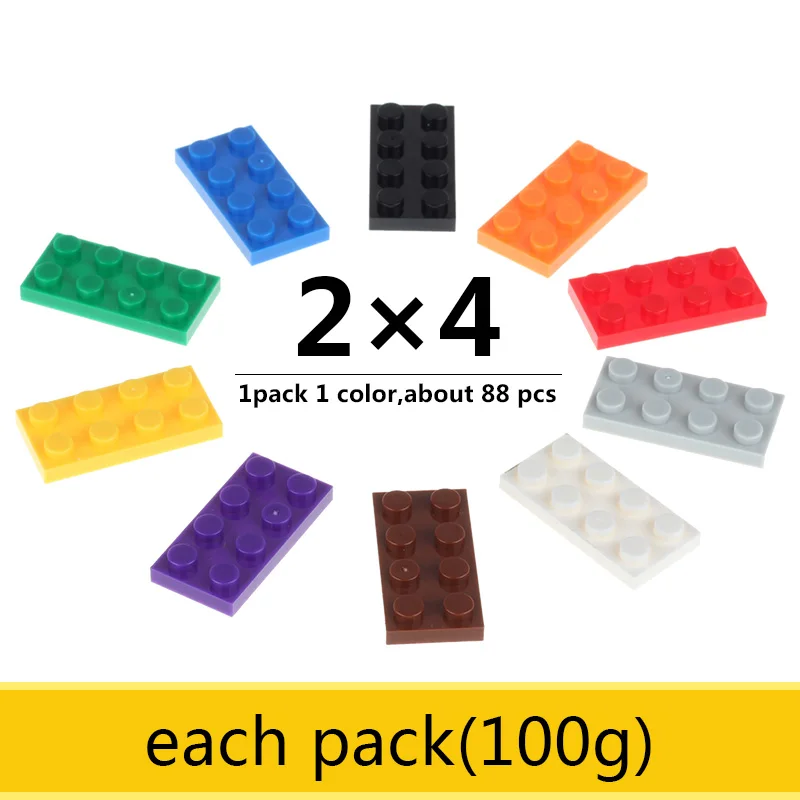 

2x4 Thin Bricks Classic Base Building Blocks Small Enlighten Bricks Learning Toys For Kid Each Pack 100g About 88 PCS
