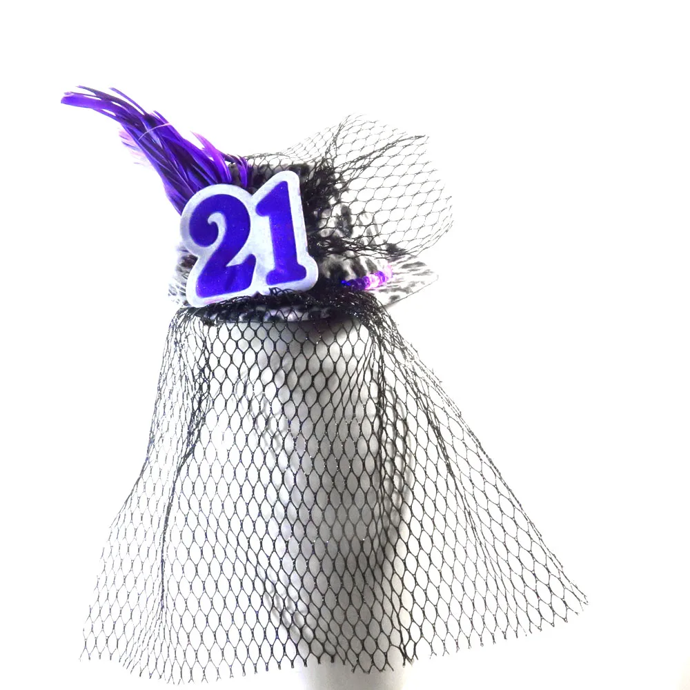 21 Purple Leoparveil Дизайн Мода Фиолетовый leopard фетровая шляпа принцессы на день рождения новинки годовщина для взрослых с днем рождения вечерние сувениры - Цвет: 21 Purple Leoparveil