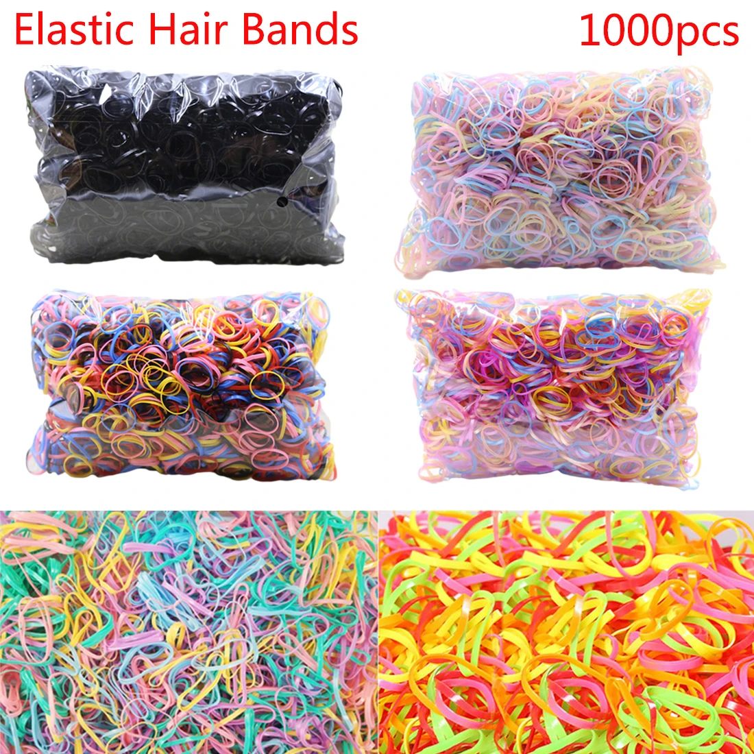 About 1000pcs/pack Hairband Tpu Hair Holder Rubber Rope Silicone