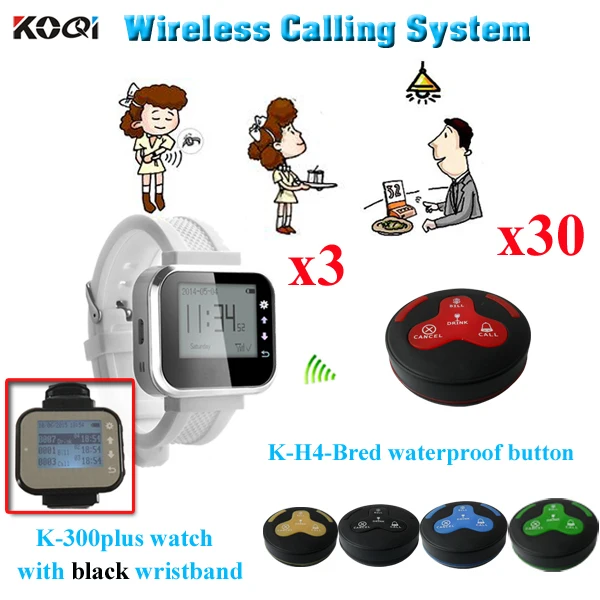 

Wireless Watch Pager SystemHot Sell Digital Number Watch Remote Control Pager Text Pager Personal ( 3 watch pager + 30 call )