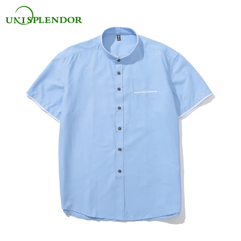 Unisplendor новый бренд 2018 Лето Для мужчин футболка с коротким рукавом одноцветное платье в деловом стиле рубашки Плюс Большой Размеры 4XL5XL