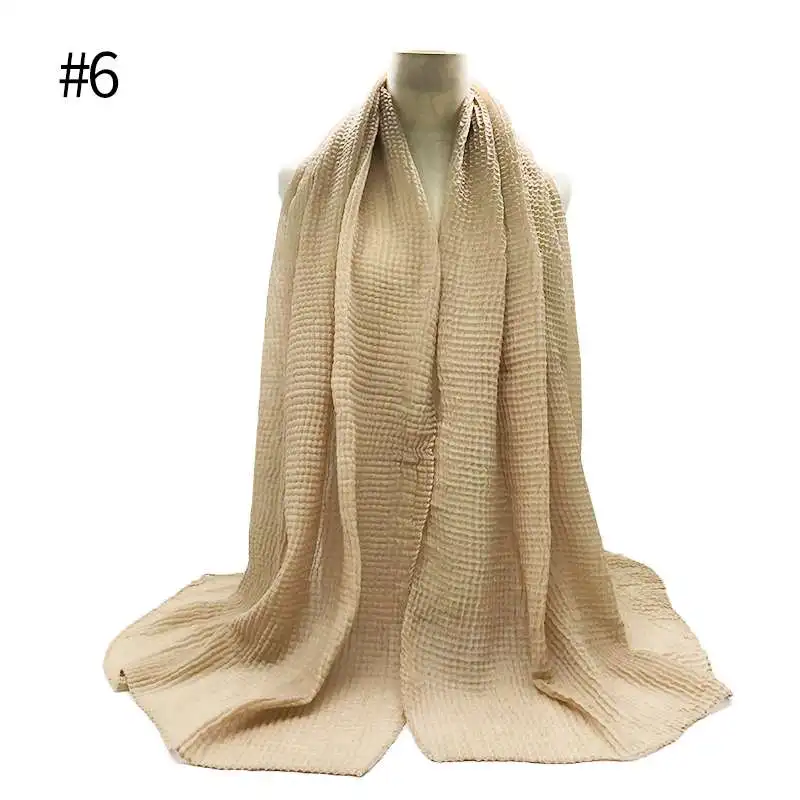 Роскошный женский однотонный жатый шарф вискозный мусульманский платок Хиджабы модный шарф ИД подарки 10 шт./лот 12 цветов Горячая Распродажа Быстрая - Цвет: number 6