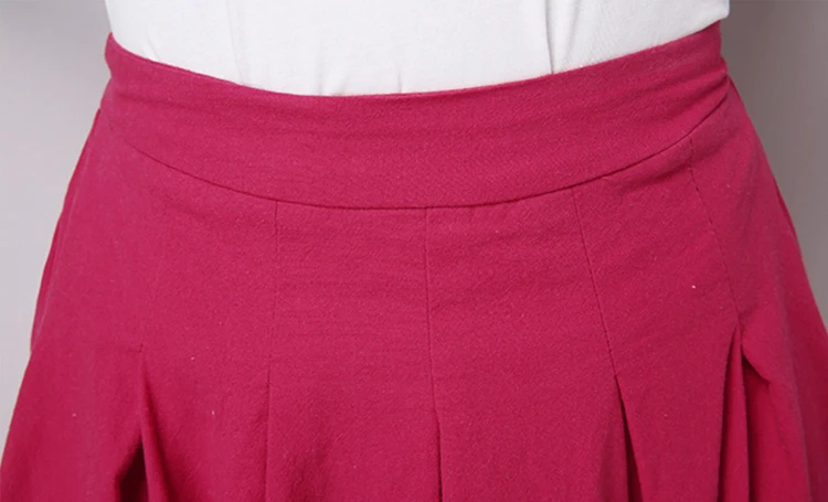 MSSNNG Vintage Summer Bust skirt Women Linen Skirts All-match Casual Pleated Solid Color skirts Fashion Women's clothing  (13)