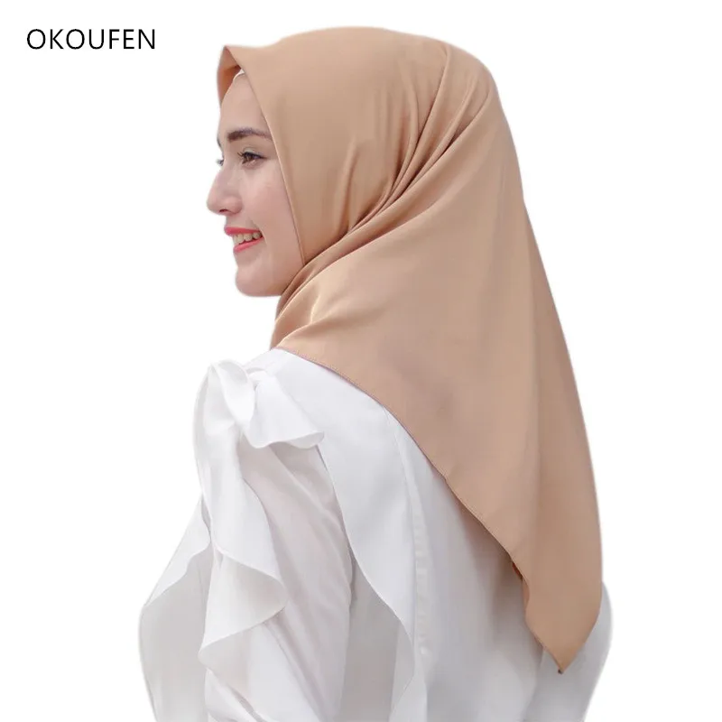 110*110 см женский Шелковый атласный шарф для малайзийской мусульманской леди большой размер свадебная вуаль хиджаб шали платок покрывала исламский платок