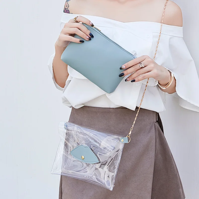 

Bags for Women 2019 Purse Handbag Teenage Girls Transparent Messenger Bag Ladies Jelly Clear Bag Beach Bags