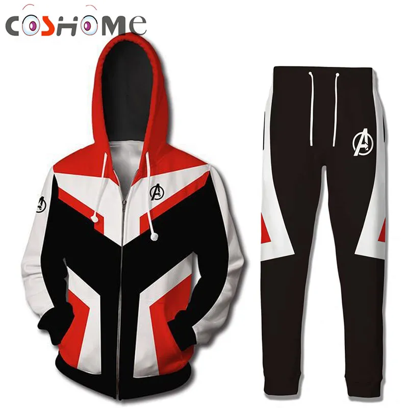 Coshome Avengers Endgame Quantum Realm 3D Print Hoodies Sweatshirt Jacket Superhero Men Coat Costumes Iron Man Cosplay Suit