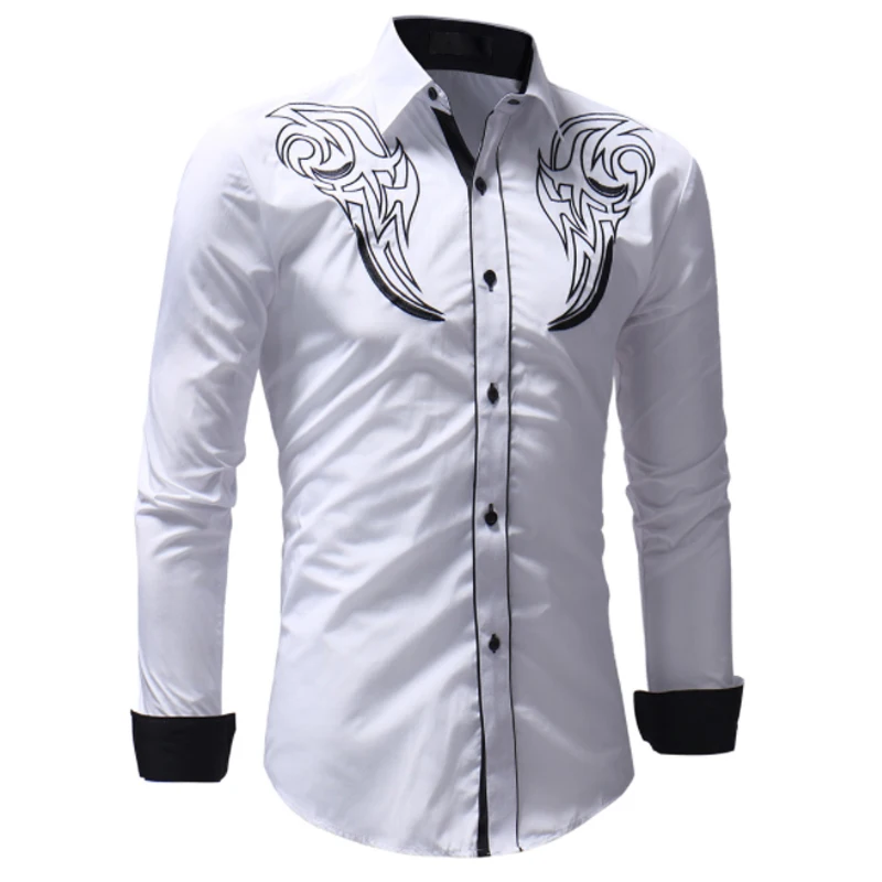 2018 الأزياء الذكور قميص طويل الأكمام قمم التطريز القطن قميص رجل هاواي اللباس قمصان ضئيلة الرجال قميص زائد حجم 3XL 2018 الأزياء الذكور قميص طويل الأكمام قمم التطريز القطن قميص رجل هاواي اللباس قمصان ضئيلة الرجال قميص زائد حجم 3XL