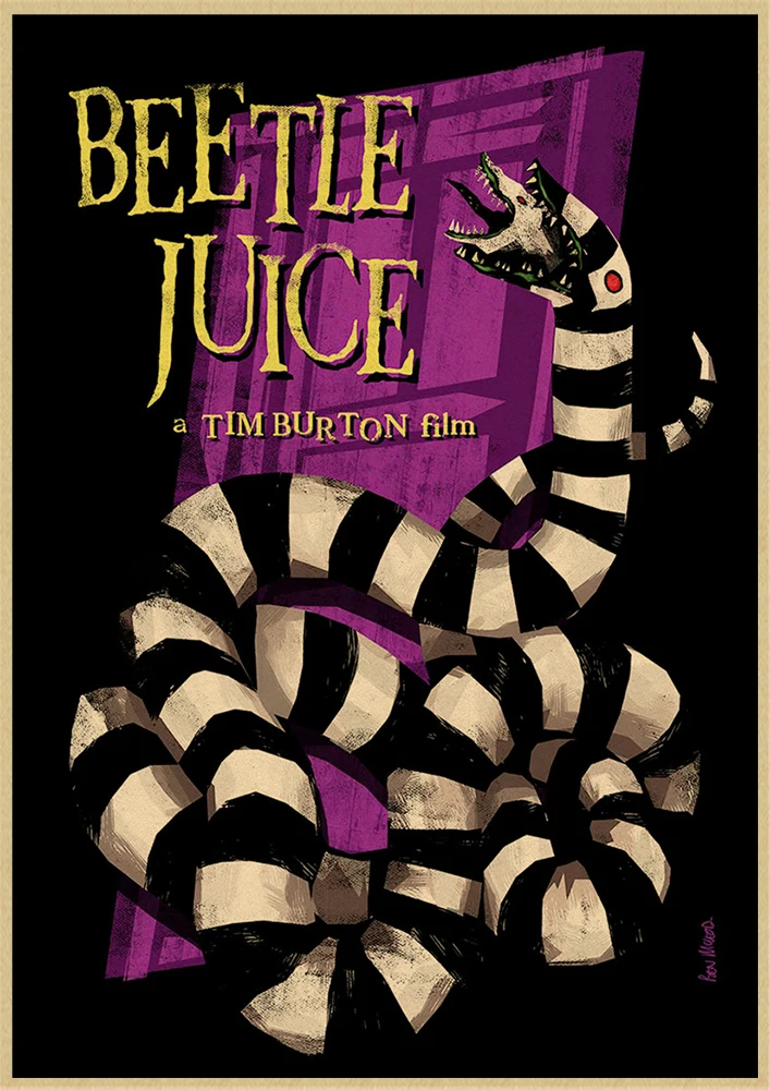 Beetlejuice Classic horror movie Classic Decorative Retro Poster Wall Art Painting Room Decor - Цвет: Розовый