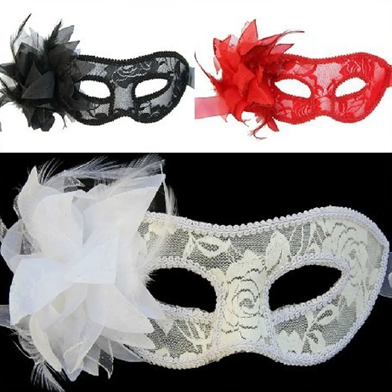 1 PCS Fashion Style Eye Mask Feather Lace Flower Party Eye Mask Masquerade Ball Costume