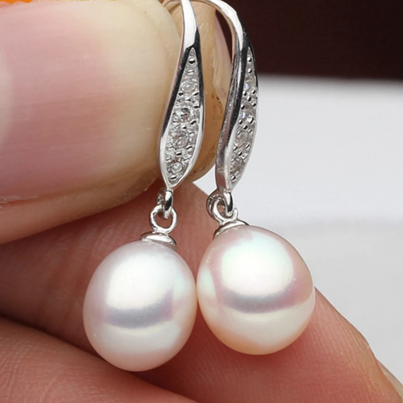 

charming hook earrings natural freshwater cultured fine pearls teardrop shape flawless jewelry for women