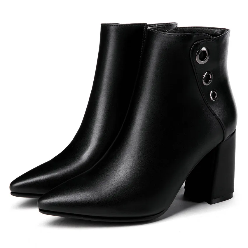 QUTAA/ г. Женские флокированные Ботильоны/модные черные зимние ботинки из искусственной кожи женская обувь женские мотоциклетные ботинки большой размер 34-43