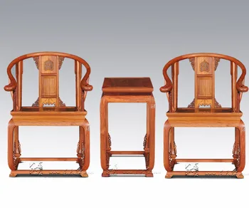 

Retro Nostalgia Furniture Sets TWO Armchair and ONE Tea Table Solid Wood China Classical Living Room Coffee Desk Set Rosewood